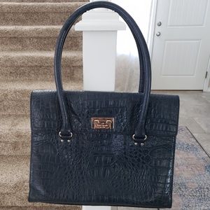 Kate Spade Sinclair Navy Croc Structure Tote
